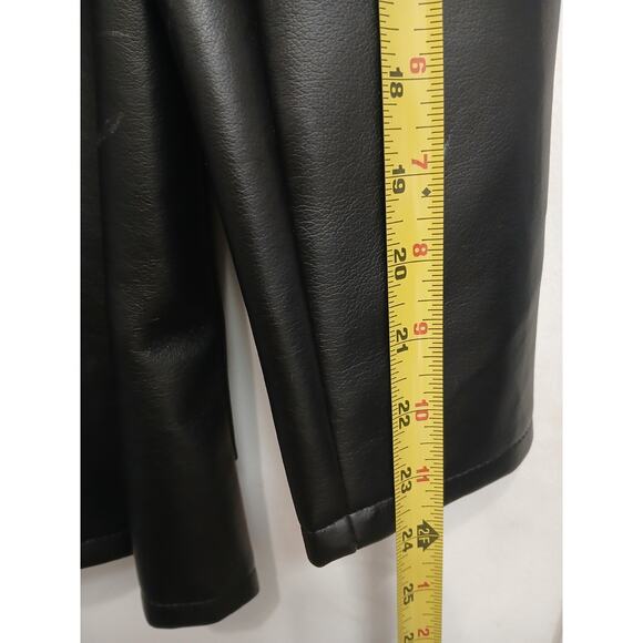 Louise Paris Faux Leather Jacket Sz S Black Mid Snaps Pockets Back Belt Modern - Picture 11 of 14